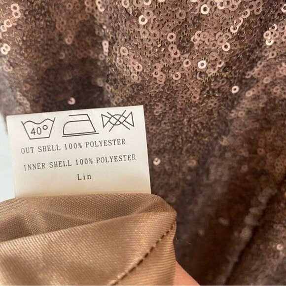 Revelry Gwen Sequin Flutter Sleeve Gown in Mocha 10 - Picture 11 of 12